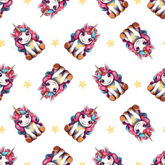 Seamless pattern with cute unicorn. Pattern for children's textile