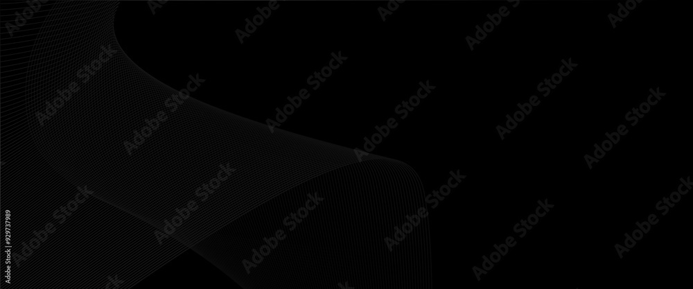 Poster vector modern minimal cover design with flowing lines, black strap with a curved with lines in wave 