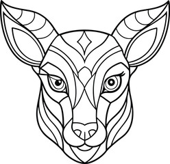 animal head modern tribal tattoo abstract line art illustration