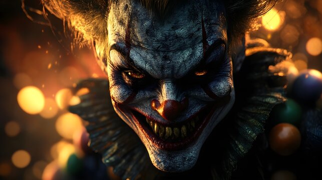 A demonic jester with a wicked grin