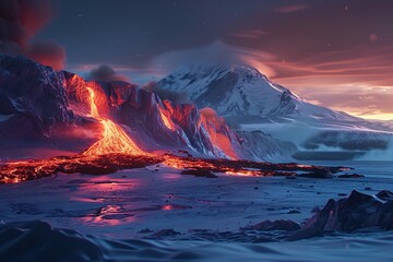ai generative lava volcano in subglacial Antarctica