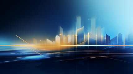 Abstract digital high tech city design for banner business dark background