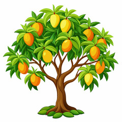 Realistic mango tree vector illustration 