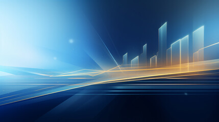 Digital blue and gold building business blue background.