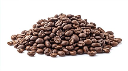 Obraz premium a pile of coffee beans on a white background