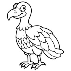 Cartoon vulture line art vector illustration