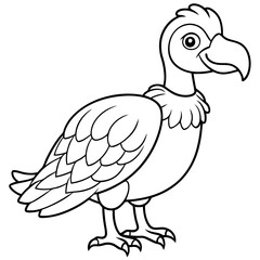 Cartoon vulture line art vector illustration