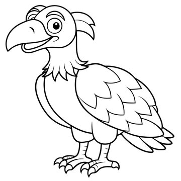 recommend clip art: Cartoon vulture line art vector illustration
