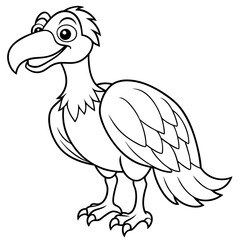 Cartoon vulture line art vector illustration
