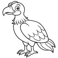 Cartoon vulture line art vector illustration