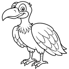 Cartoon vulture line art vector illustration
