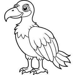 Cartoon vulture line art vector illustration