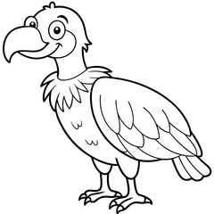 Cartoon vulture line art vector illustration
