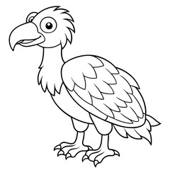 Cartoon vulture line art vector illustration