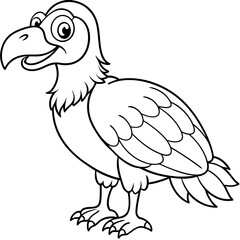 Cartoon vulture line art vector illustration