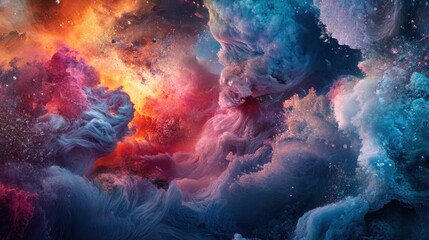 Obraz premium Abstract Cosmic Nebula with Swirling Colors and Specks