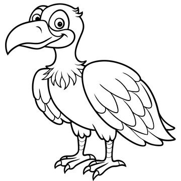 recommend clip art: Cartoon vulture line art vector illustration