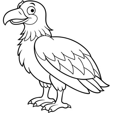 recommend clip art: Cartoon vulture line art vector illustration