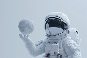 ai generative little astronaut holding a small moon