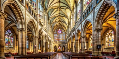 Interior view of the St. Vitus Cathedral in Prague Castle hill