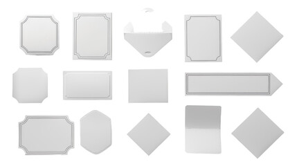 Fototapeta premium Paper Sticker Label Set Isolated on Transparent or White Background, PNG