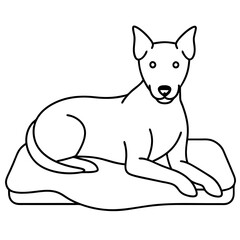 A dog laying on bed front view art vector illustration