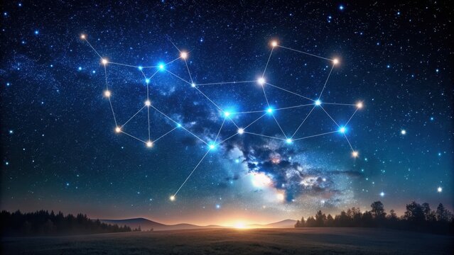 Great Bear constellation shining brightly in the night sky, constellation, stars, night, astronomy, space, galaxy
