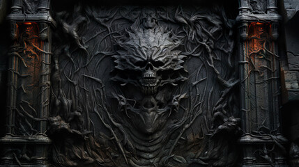 悪魔を象った邪悪な黒い門