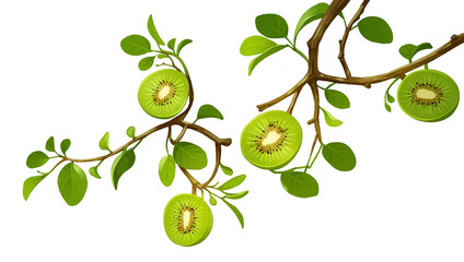 a kiwi branch with many kiwi