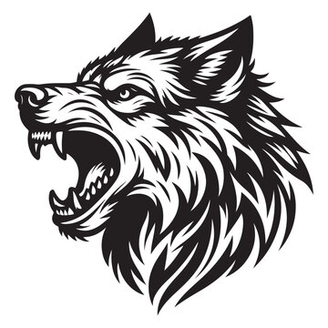 recommend clip art: Line art of wolf barking cartoon vector