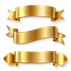 gold glossy ribbon vector banners set ribbon labe