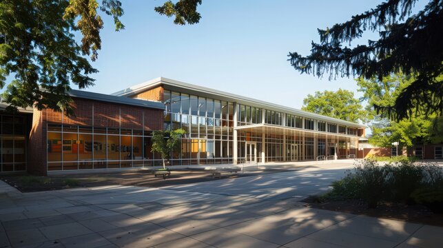 The school building hosts various events, from science fairs to art exhibitions, showcasing student talents