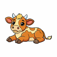 1 month old angus calf art vector illustration