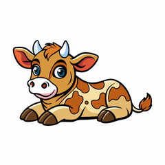 1 month old angus calf art vector illustration