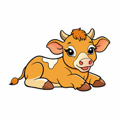 1 month old angus calf art vector illustration