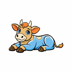 1 month old angus calf art vector illustration