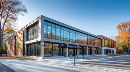 Obraz premium The school building's security measures ensure a safe learning environment for students and staff.