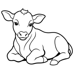 1 month old angus calf line line art vector illustration