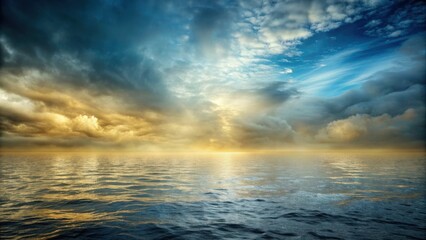 Obraz premium Gray-golden and blue toned wallpaper style poster of sea and sky, canvas, poster, sea, sky, gray, golden, blue, tones