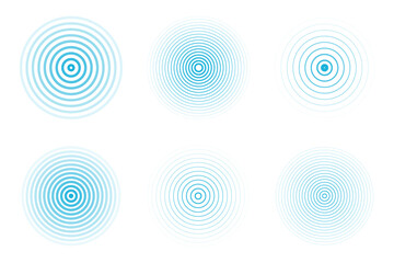 Concentric ripple circles set. Seismic Earthquake alert radar. Radial signal, sonar wave, soundwave rings. touch effect or pulse