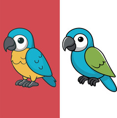 cute parrot vector with simple solid colour
