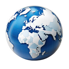 Fototapeta premium A blue globe with a white map on it isolated on transparent background