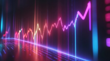 Stock market chart with rising arrows, financial success, 3D illustration