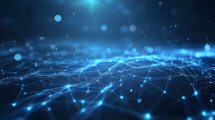 Abstract blue background data technology glowing lines