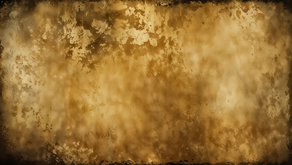 Grunge textured wall with dark edges and golden brown tones. Grunge background design for poster, wallpaper, and banner