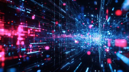 Obraz premium Abstract Digital Network with Glowing Lines and Particles