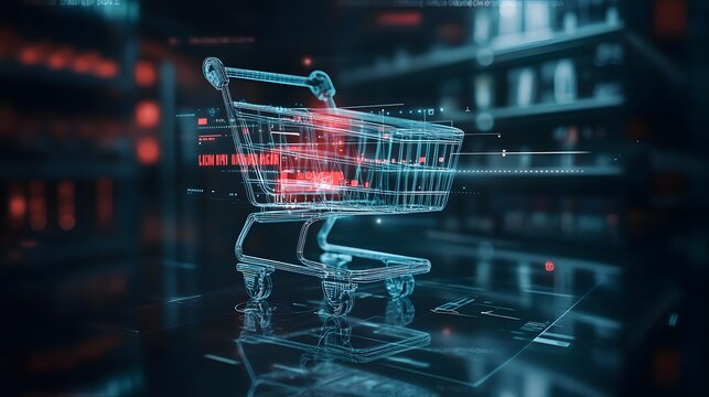 Online shopping and Internet Money Payment Transaction Technology. Modern graphic interface showing e-commerce retail store for customer to purchase product on website and pay by online transfer. uds