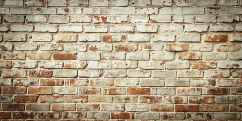 Obraz premium Retro-style grunge texture background featuring a weathered, distressed old white brick wall with a vintage effect, ideal for creative design projects and abstract compositions.