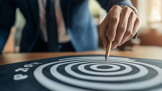 Manager showing business goal setting concept, target growth planning