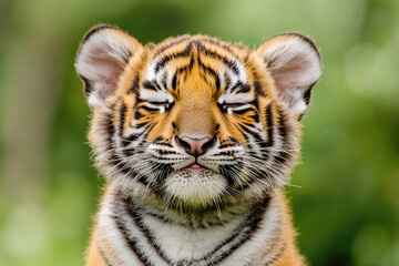 Fototapeta premium A portrait of a happy tiger cub.
